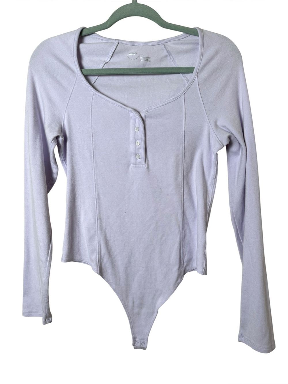 🎈aerie Large Lilac Long-Sleeve Henley Bodysuit